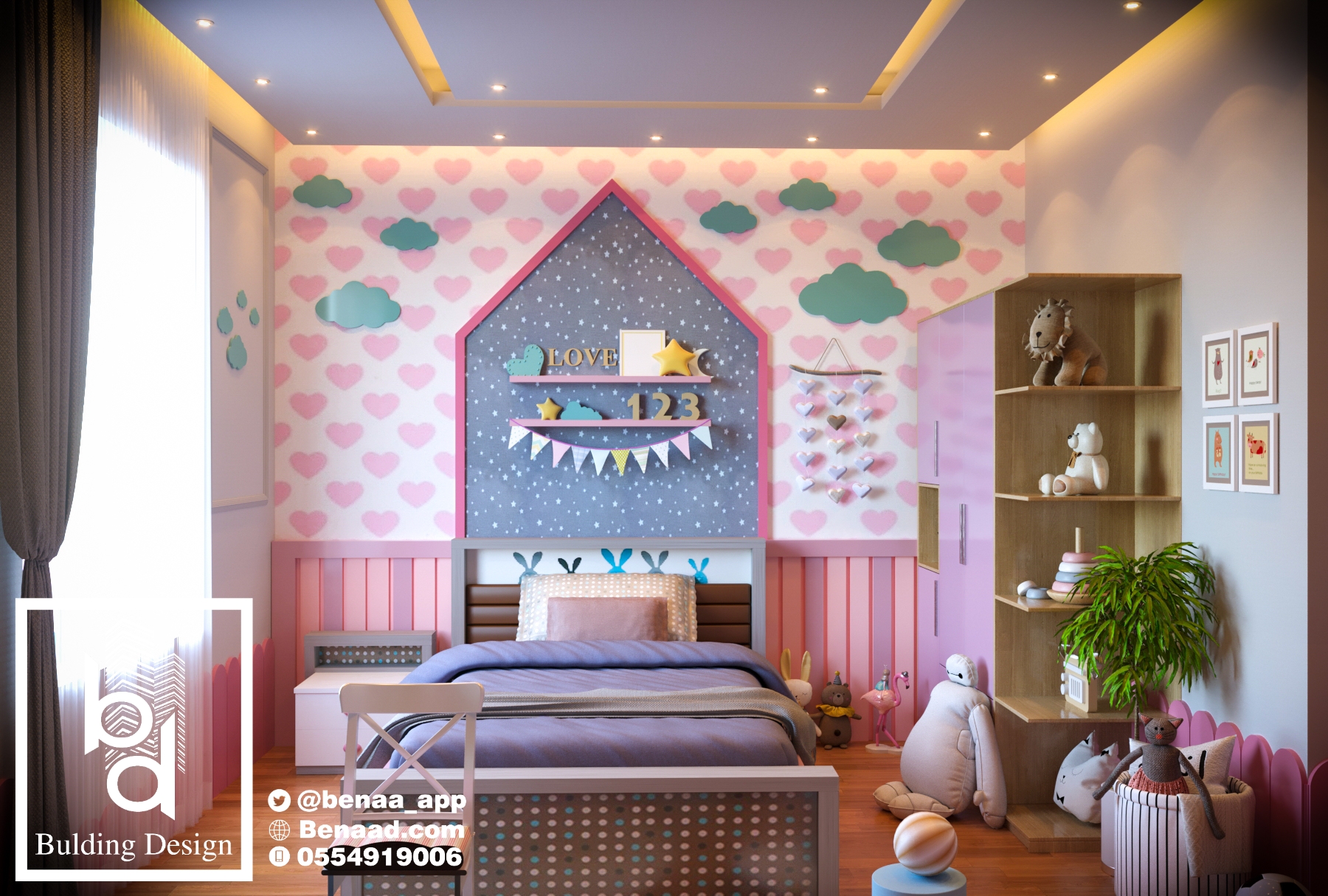 تصميم غرفة اطفال بنات